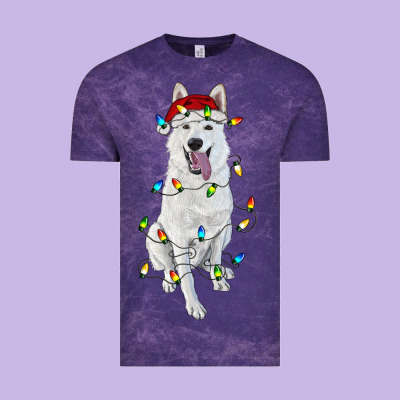 Christmas White Shepherd With Christmas Lights Vintage Tee Designed By Ranaportraitstore