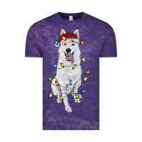 Cloud Purple christmas white shepherd with christmas lights Vintage Tee - RanaPortraitStore