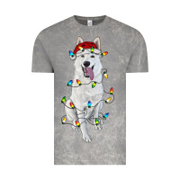 Cloud Rock christmas white shepherd with christmas lights Vintage Tee - RanaPortraitStore