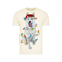 Vintage Arctic christmas white shepherd with christmas lights Vintage Tee - RanaPortraitStore