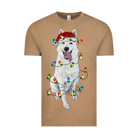 Vintage Coffee christmas white shepherd with christmas lights Vintage Tee - RanaPortraitStore