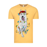 Vintage Mustard christmas white shepherd with christmas lights Vintage Tee - RanaPortraitStore