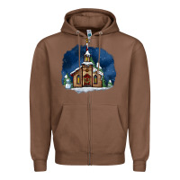 Chestnut Christmas church and snow Zipper Hoodie - AdoDesignShop
