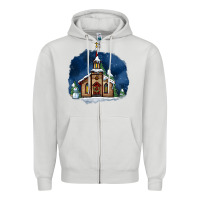 Dove Grey Christmas church and snow Zipper Hoodie - AdoDesignShop
