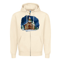 Sandshell Christmas church and snow Zipper Hoodie - AdoDesignShop