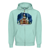 Seafoam Christmas church and snow Zipper Hoodie - AdoDesignShop