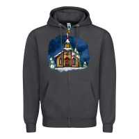Smoke Christmas church and snow Zipper Hoodie - AdoDesignShop