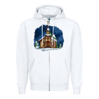 White Christmas church and snow Zipper Hoodie - AdoDesignShop