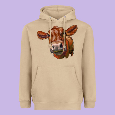 Red Angus Face Heavyweight Hoodie Designed By Lillyallendesigns