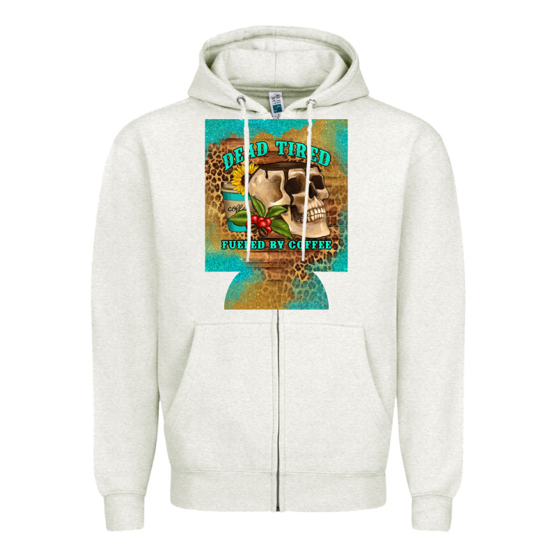 Dead Tired Fueled By Coffee 12 Oz Can Cooler (regular) Zipper Hoodie by Artiststas | Teevron