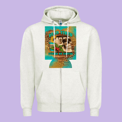Dead Tired Fueled By Coffee 12 Oz Can Cooler (regular) Zipper Hoodie Designed By Artiststas