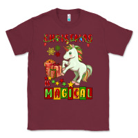 Burgundy christmas magical unicorn Classic Tee - FaDigitalArtStudio