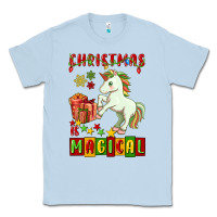 Dusty Blue christmas magical unicorn Classic Tee - FaDigitalArtStudio