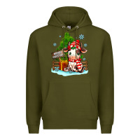 Army Green merry christmas cow Premium Hoodie - MaliasSmallBusiness