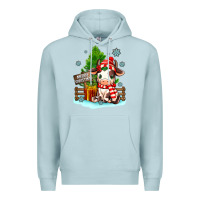 Blue Mist merry christmas cow Premium Hoodie - MaliasSmallBusiness