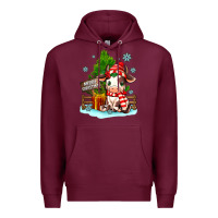 Burgundy merry christmas cow Premium Hoodie - MaliasSmallBusiness