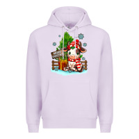 Lilac merry christmas cow Premium Hoodie - MaliasSmallBusiness