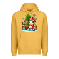 Mustard merry christmas cow Premium Hoodie - MaliasSmallBusiness