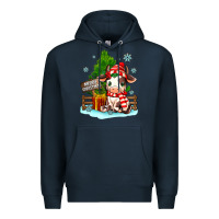 Navy merry christmas cow Premium Hoodie - MaliasSmallBusiness