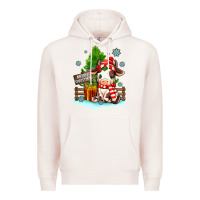 Pale Pink merry christmas cow Premium Hoodie - MaliasSmallBusiness