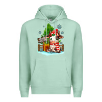 Seafoam merry christmas cow Premium Hoodie - MaliasSmallBusiness