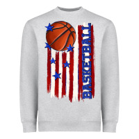 Heather Grey basketball american flag Heavyweight Sweatshirt - texasbilliewilder