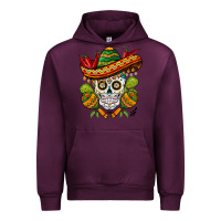 Mauve Wine sombrero skull Urban Hoodie - BarkalooDesign