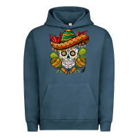 Pigment Midnight Navy sombrero skull Urban Hoodie - BarkalooDesign
