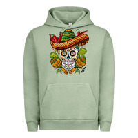 Pigment Oil Green sombrero skull Urban Hoodie - BarkalooDesign