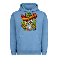 Pigment Pebble Blue sombrero skull Urban Hoodie - BarkalooDesign