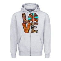 Heather Grey turkey love Zipper Hoodie - JahusDesignShop