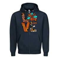 Navy turkey love Zipper Hoodie - JahusDesignShop