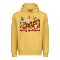 Antique Gold merry christmas gnomes coffee cups Premium Hoodie - MaliasSmallBusiness