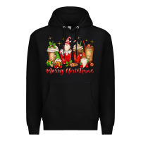 Black merry christmas gnomes coffee cups Premium Hoodie - MaliasSmallBusiness