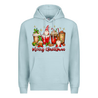 Blue Mist merry christmas gnomes coffee cups Premium Hoodie - MaliasSmallBusiness