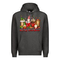 Charcoal Heather merry christmas gnomes coffee cups Premium Hoodie - MaliasSmallBusiness