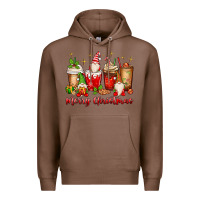 Chestnut merry christmas gnomes coffee cups Premium Hoodie - MaliasSmallBusiness