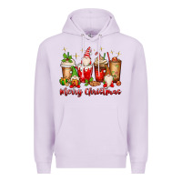 Lilac merry christmas gnomes coffee cups Premium Hoodie - MaliasSmallBusiness