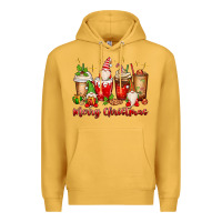 Mustard merry christmas gnomes coffee cups Premium Hoodie - MaliasSmallBusiness
