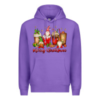 Purple merry christmas gnomes coffee cups Premium Hoodie - MaliasSmallBusiness