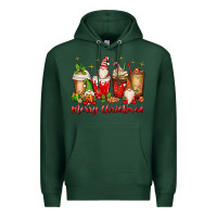 Sports Green merry christmas gnomes coffee cups Premium Hoodie - MaliasSmallBusiness