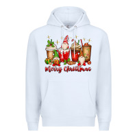 White merry christmas gnomes coffee cups Premium Hoodie - MaliasSmallBusiness