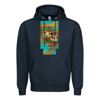 Navy dead tired fueled by coffee 12 oz can cooler  (slim) Zipper Hoodie - Artiststas