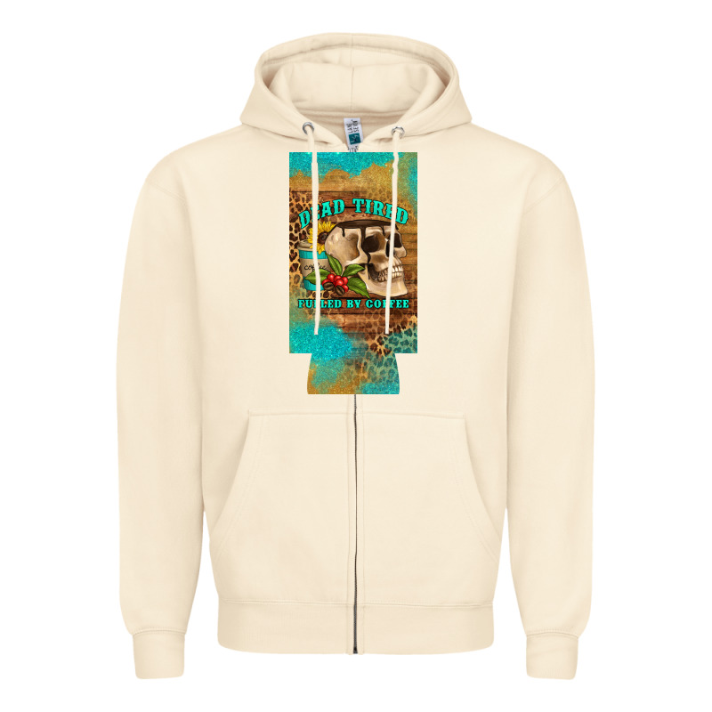 Dead Tired Fueled By Coffee 12 Oz Can Cooler  (slim) Zipper Hoodie by Artiststas | Teevron