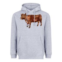 Heather Grey red angus cow Heavyweight Hoodie - LillyAllenDesigns