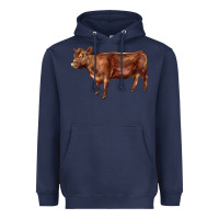 Navy red angus cow Heavyweight Hoodie - LillyAllenDesigns