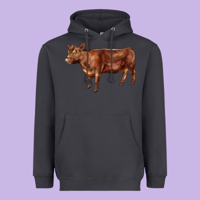 Red Angus Cow Heavyweight Hoodie Designed By Lillyallendesigns