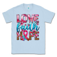 Dusty Blue love faith hope with cancer ribbon  ado Classic Tee - AdoDesignShop