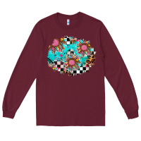 Burgundy race sunflower patches Long Sleeve Tee - AdoDesignShop