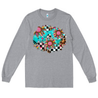 Heather Grey race sunflower patches Long Sleeve Tee - AdoDesignShop